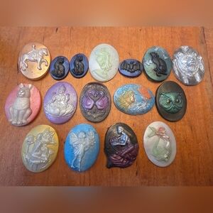 Lot 2 Of 16 Resin Cameo Cabochons Handmade For Crafts & Jewelry Making